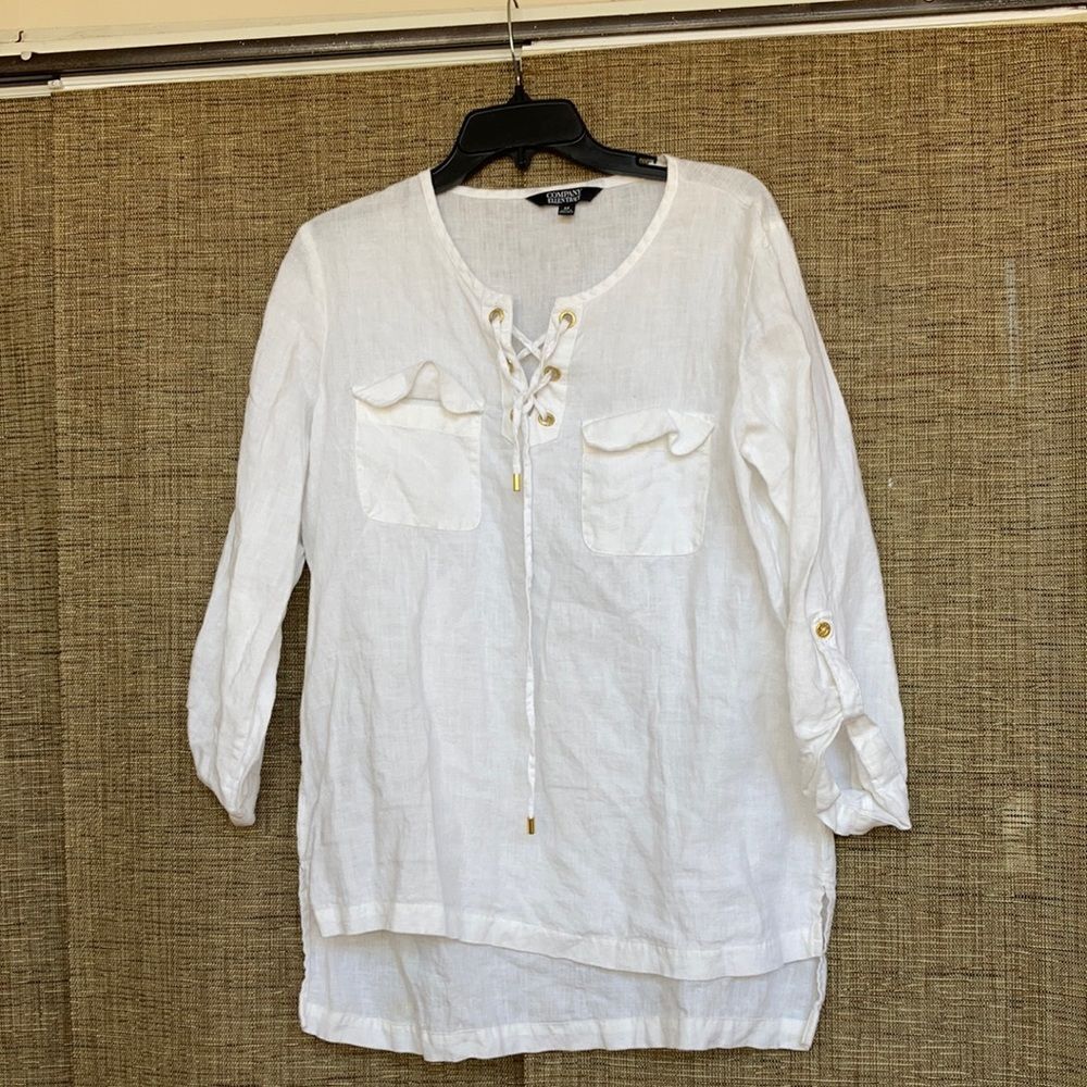 Ellen Tracy white linen tunic
